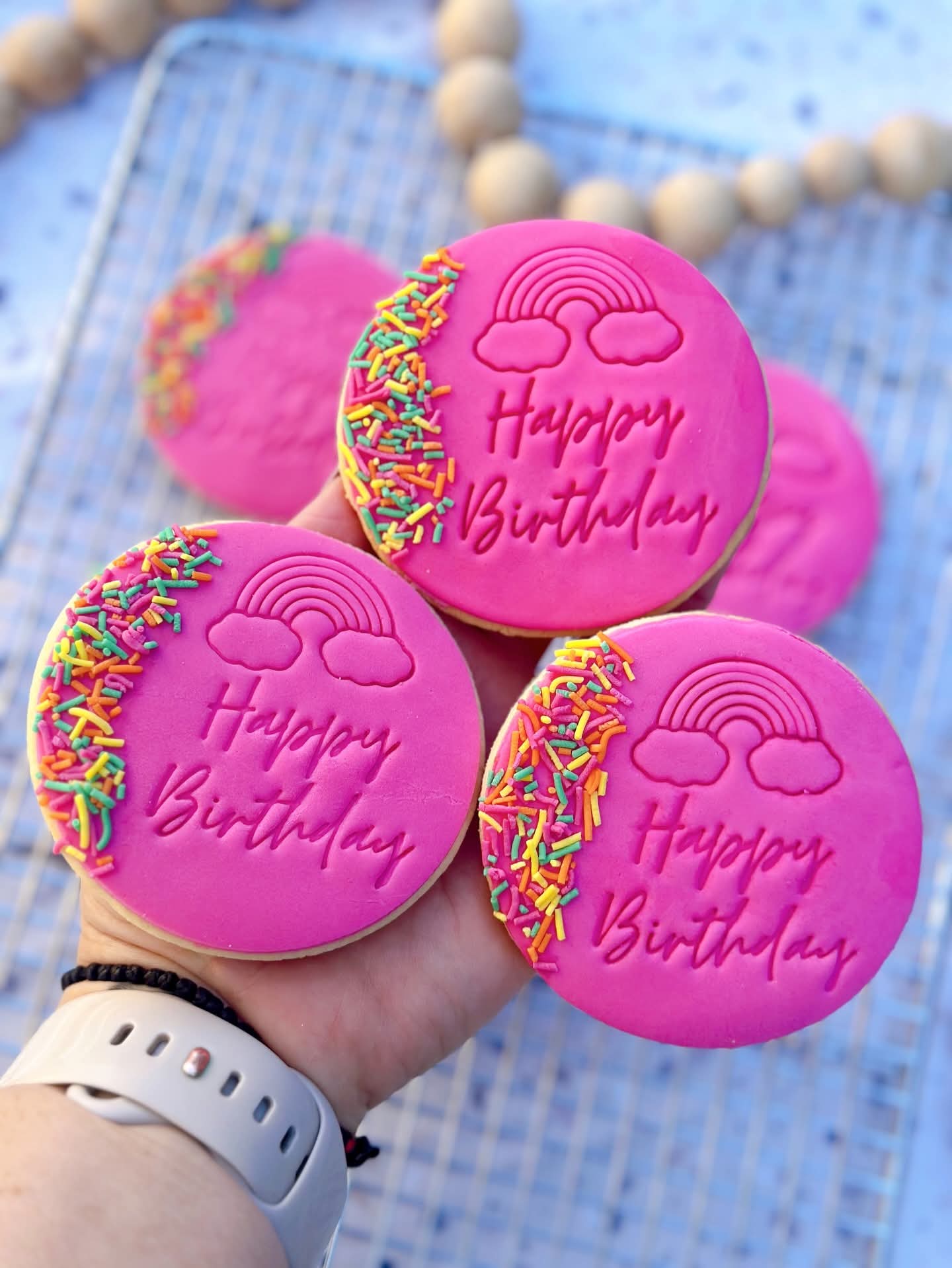 Personalised Name Cookie Cutter & Stamp Set | Rainbow Design