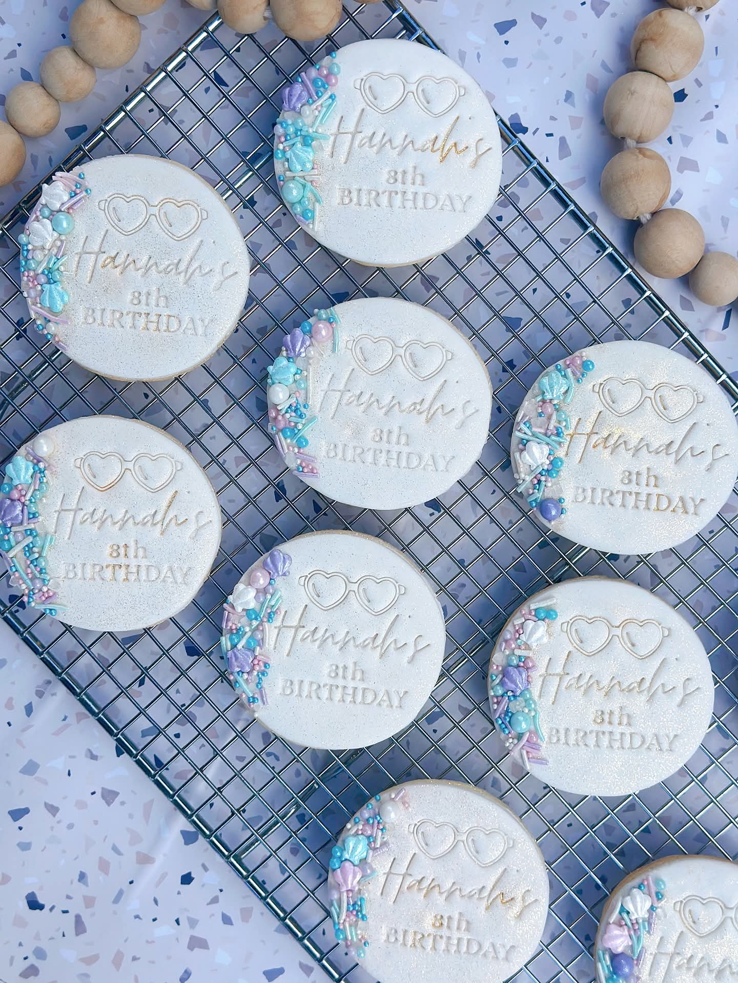 Personalised Name Cookie Cutter & Stamp Set | Heart Glasses Design