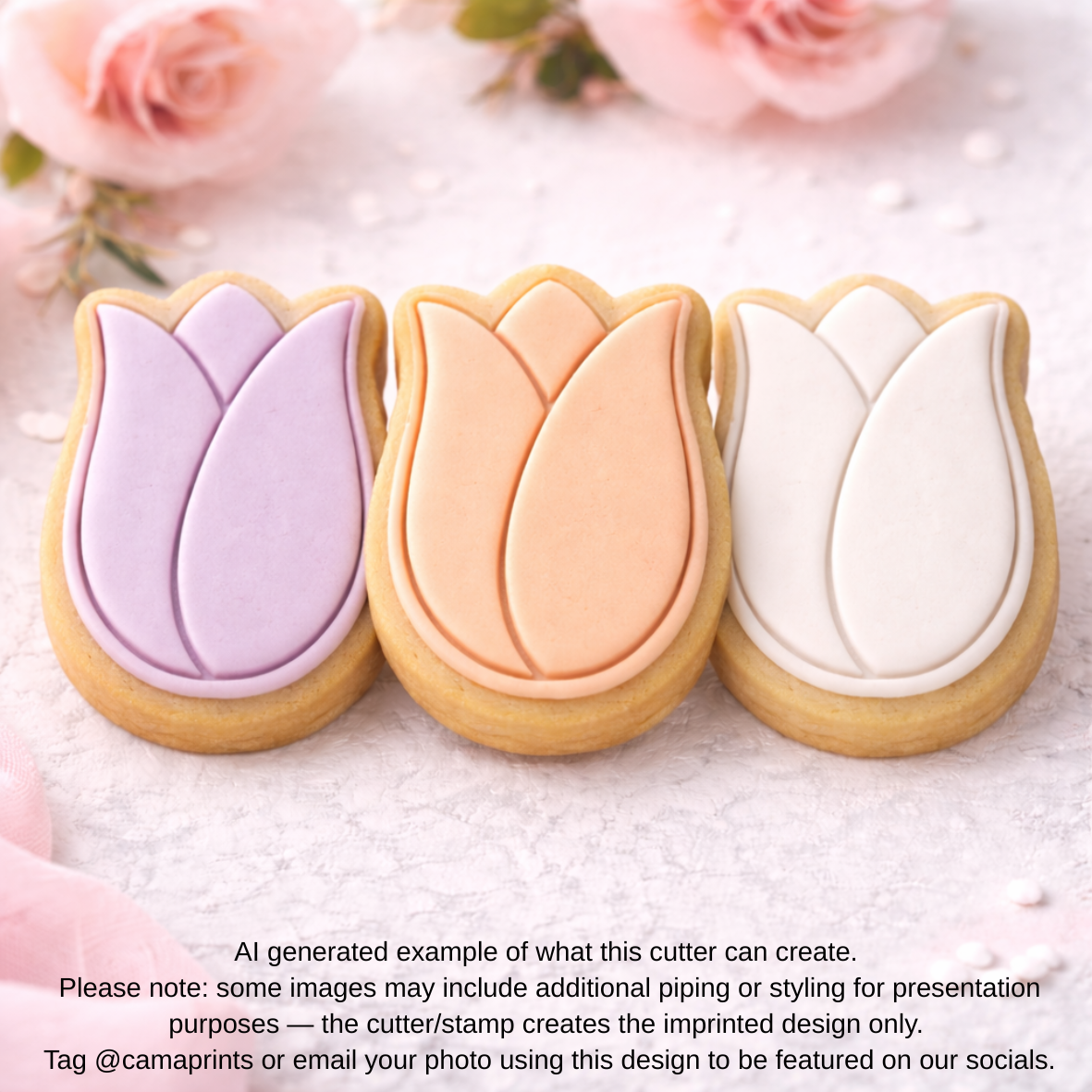 Floral Bouquet Cookie Cutter & Embosser Set - Rose Tulip and Daisy