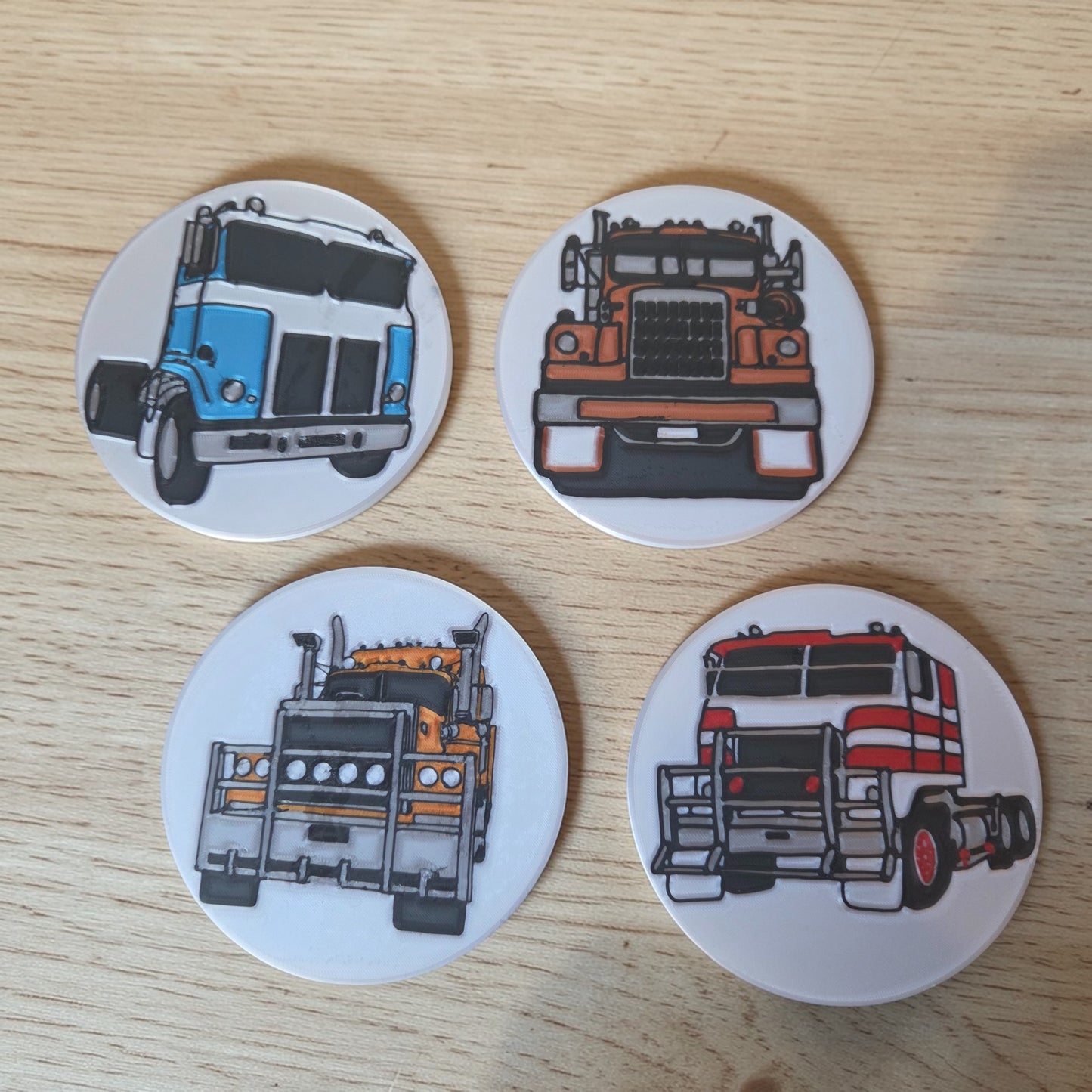 White Trucks Coasters - Set of 4
