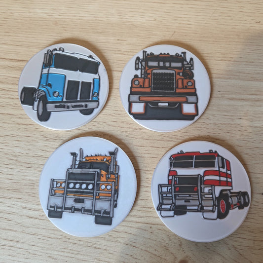 White Trucks Coasters - Set of 4
