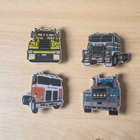 White Truck Magnet Set – Limited Edition B | Set of 4