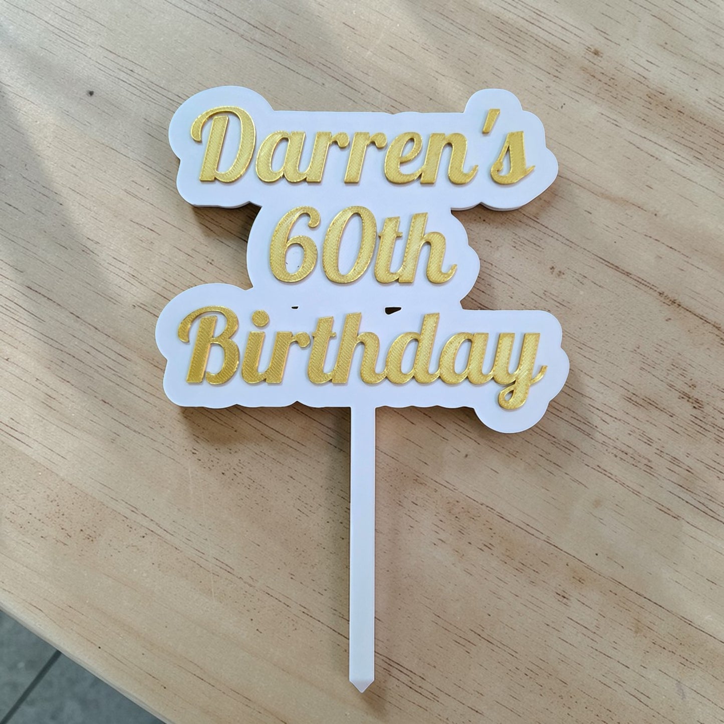 Custom Text Cake Topper - Elegant Script