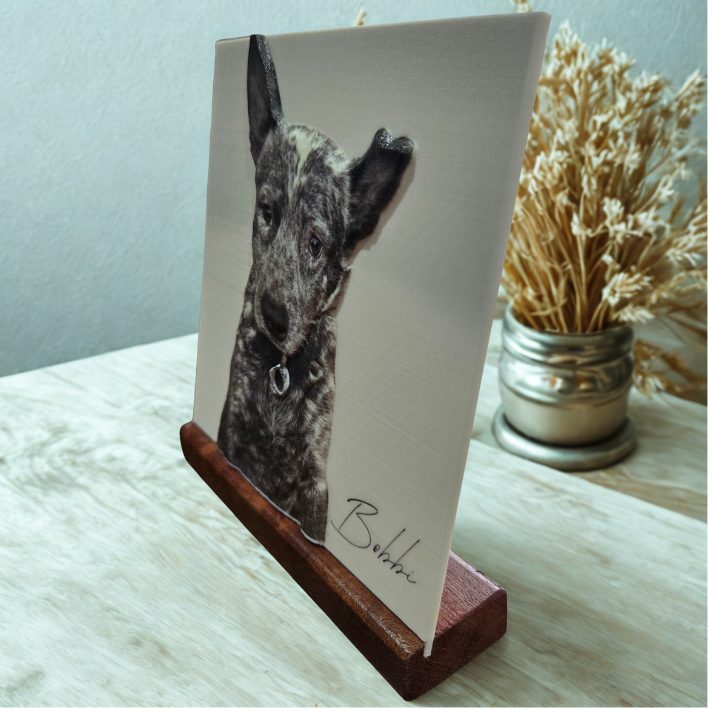 Custom 3D Photo Tile on Wood Stand