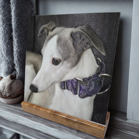 Custom 3D Photo Tile on Wood Stand