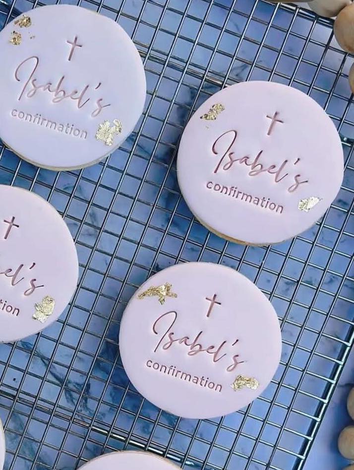 Personalised Name Cookie Cutter & Stamp Set | Religious Cross Design