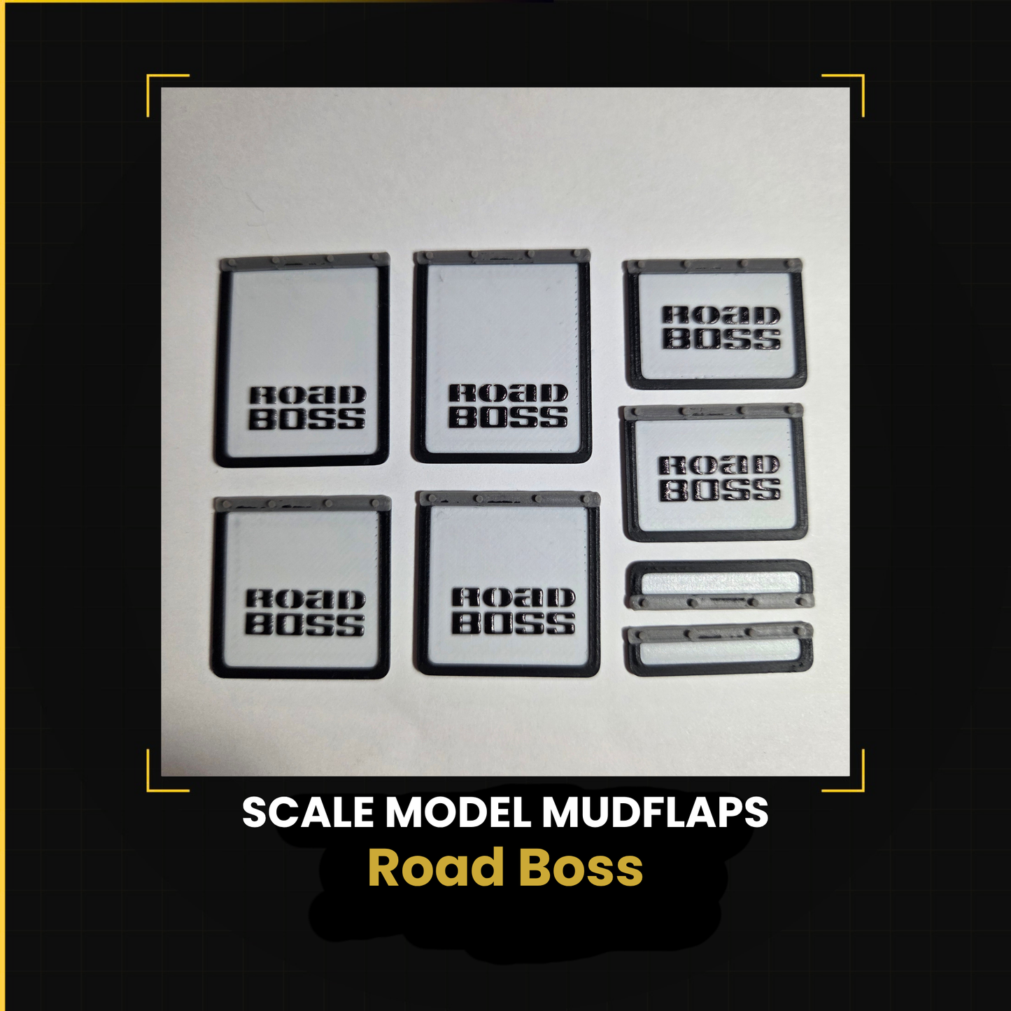 Model Truck Road Boss Mud Flaps — 8 Piece Set