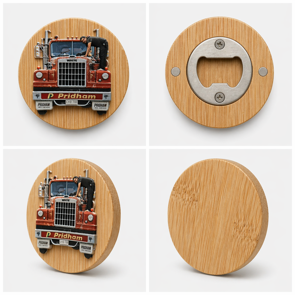 Custom Wooden Magnet Bottle Opener – 3D Textured Keepsake