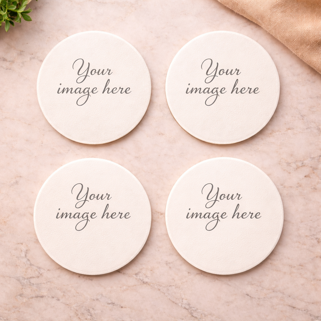 Custom Photo Coaster Set – Personalised UV Printed (Set of 4)