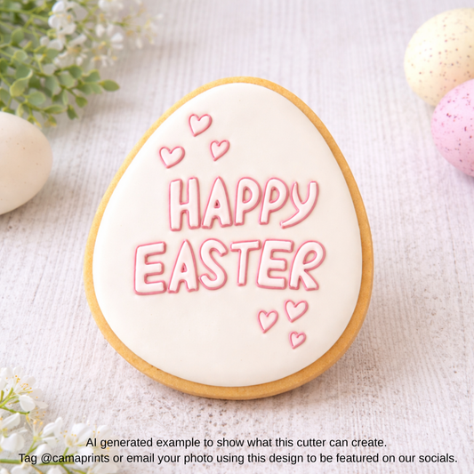 Happy Easter Egg Cookie Cutter & Embosser – Easter Cookie Cutter
