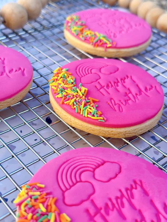 Rainbow Happy Birthday Cookie Cutter & Stamp Set