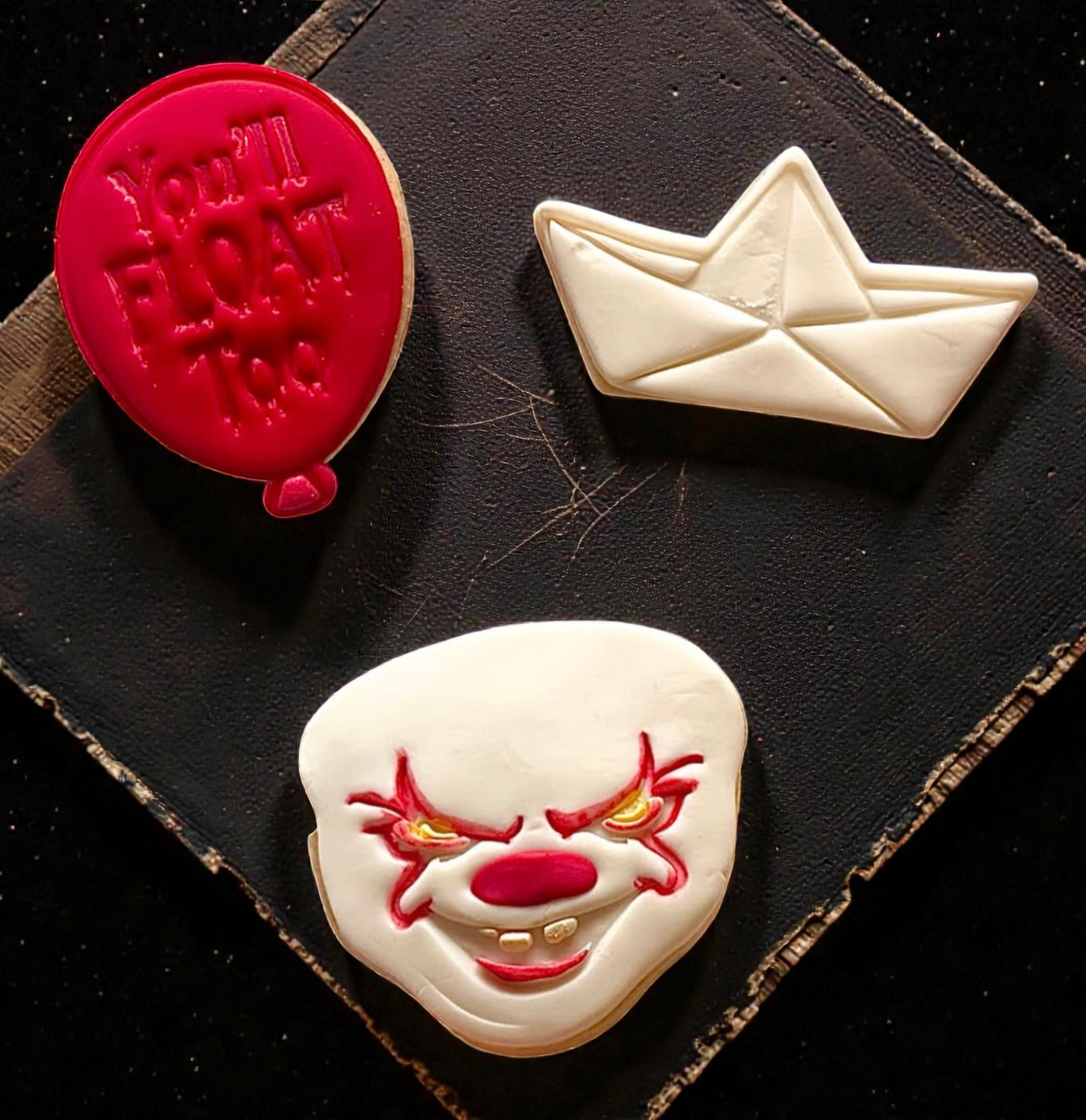 IT Inspired Cookie Cutter Set – Balloon, Paper Boat & Clown Face