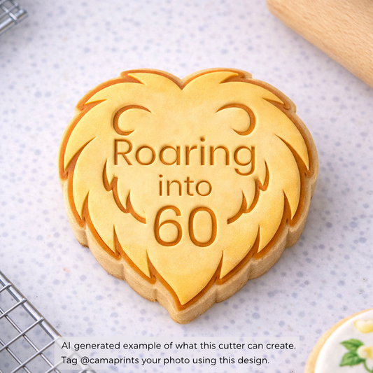 Personalised Lion Head Cookie Cutter & Stamp Set version 2
