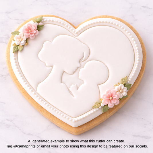 Mother & Baby Heart Cookie Cutter & Embosser Set