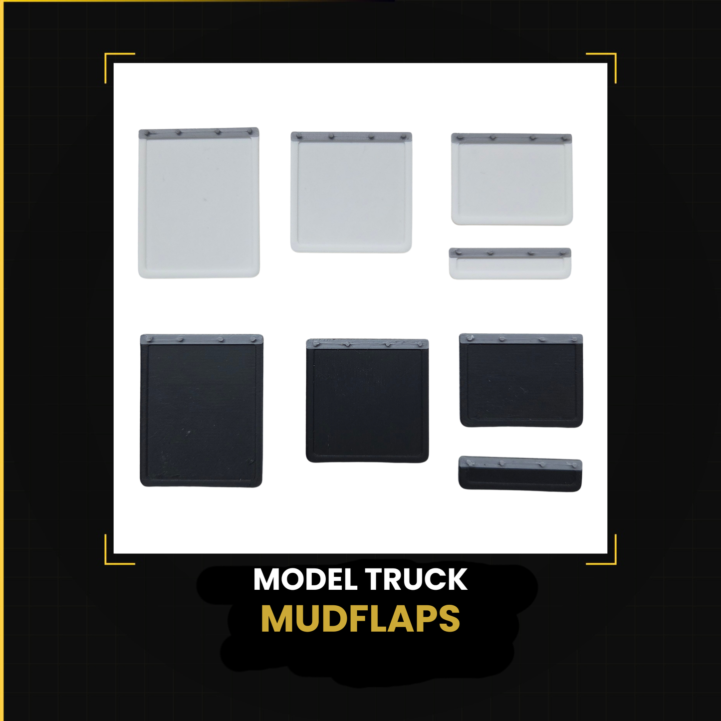 Model Truck Mud Flaps — 8 Piece Set