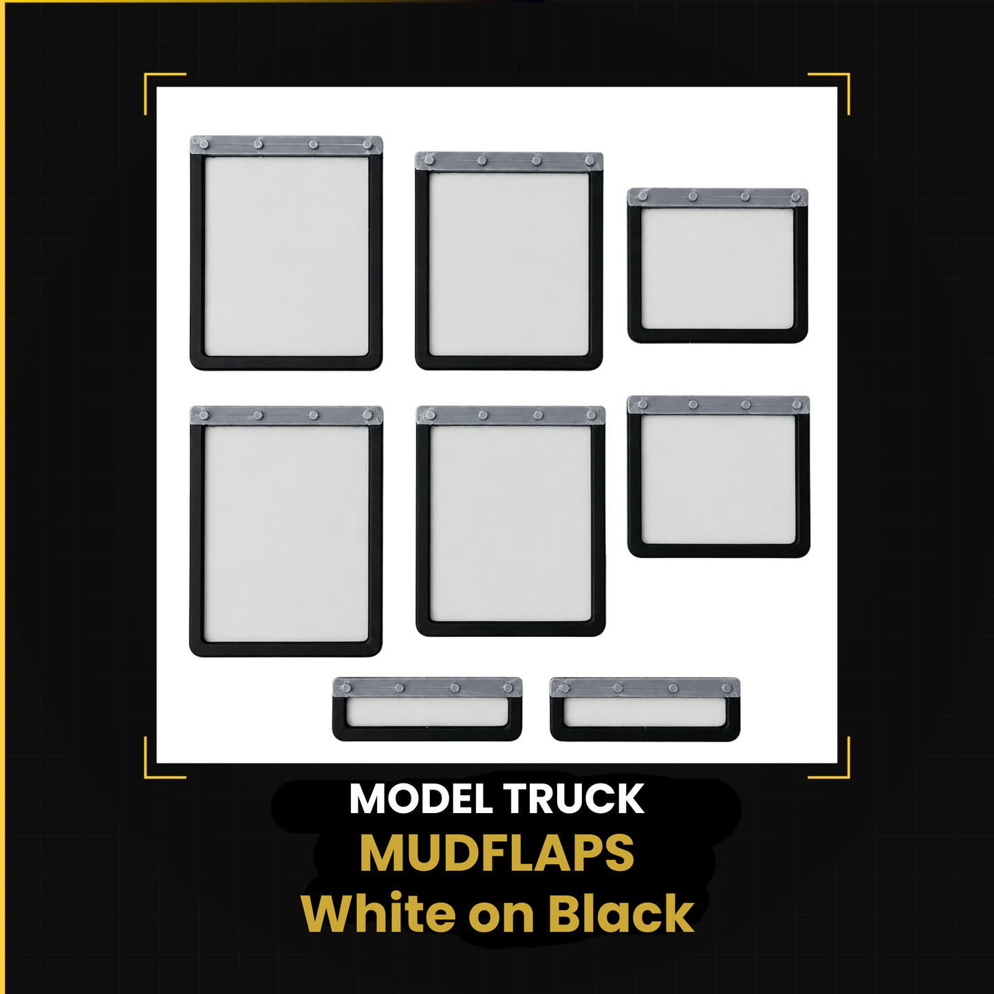 Model Truck Mud Flaps — 8 Piece Set