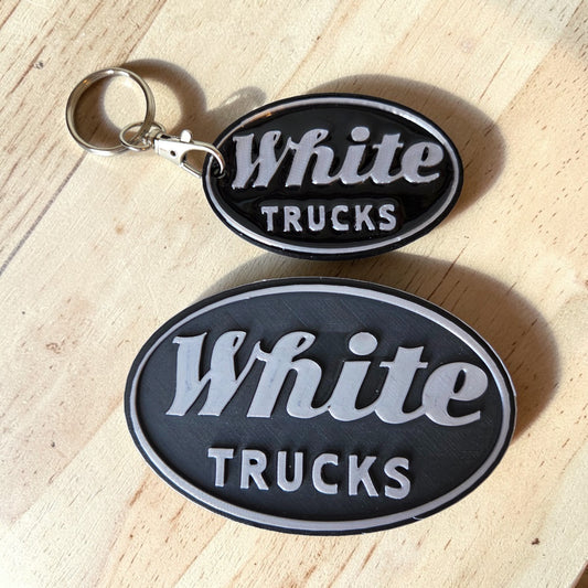 White Truck Keychains & Magnets