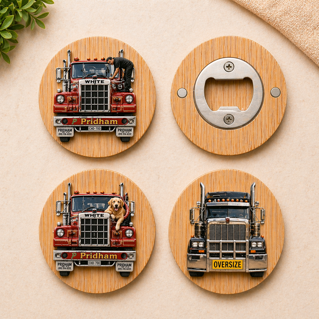 Custom Wooden Magnet Bottle Opener – 3D Textured Keepsake
