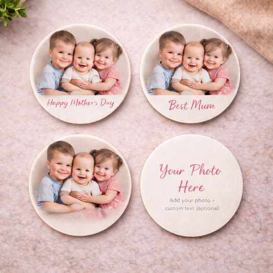 Custom Photo Coaster Set – Personalised UV Printed (Set of 4)